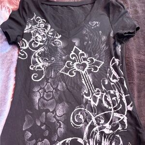 Black Graphic Crop Top